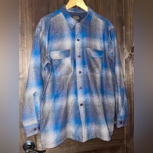Pendleton Blue and Gray Checkered Shirt Jacket